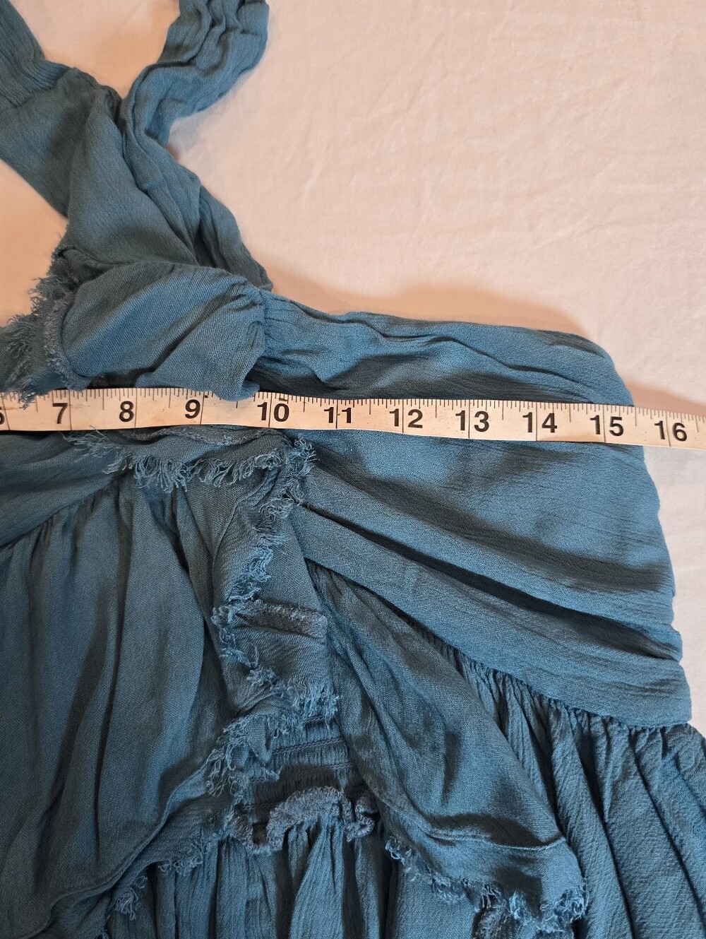 Free People Boho chic Halter Teal Wrap Top Flowy Ruffled Festival Beach Size Xs - Picture 8 of 11